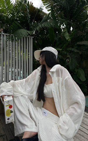 Relaxed-Fit Sheer White Shirt with Patch Pocket