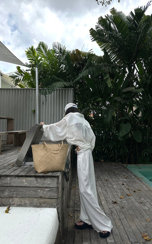 Relaxed-Fit Sheer White Shirt with Patch Pocket