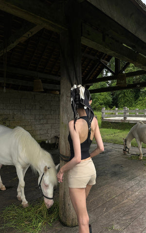 Sculpted Rib Tank Top with Harness Back Detail