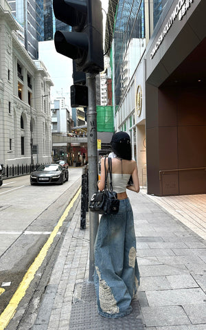Strapless Knit Tube Top with Bold â€?1â€?Motif
