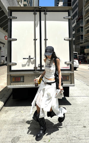 Deconstructed Layered Midi Skirt