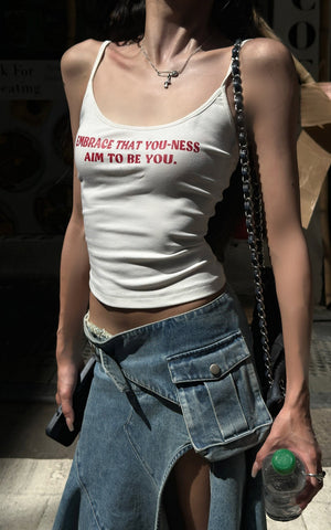 Asymmetric Pocket Flare Denim Skirt with Deconstructed Belt Detail