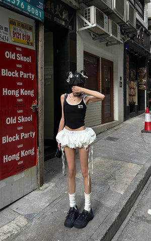 Balloon Shorts with Lace Insets and Adjustable Drawcords