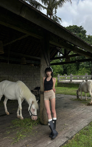 Sculpted Rib Tank Top with Harness Back Detail