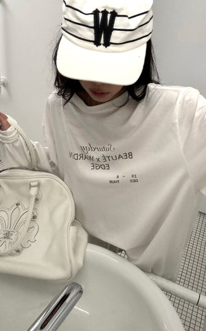 Graphic Print Long Sleeve T-Shirt Minimal Streetwear Style