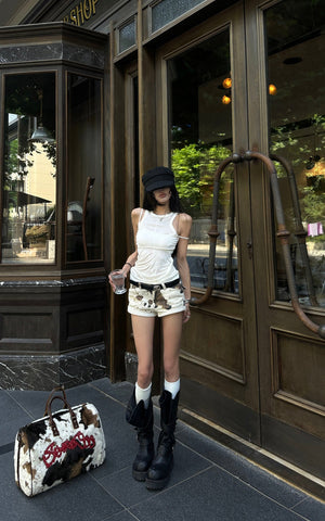 Low-Rise Denim Shorts with Rolled Hem