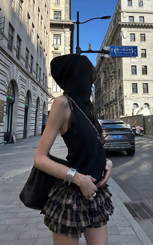 Layered Mini Skirt with Drawstring Detail