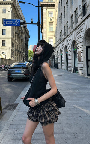Layered Mini Skirt with Drawstring Detail