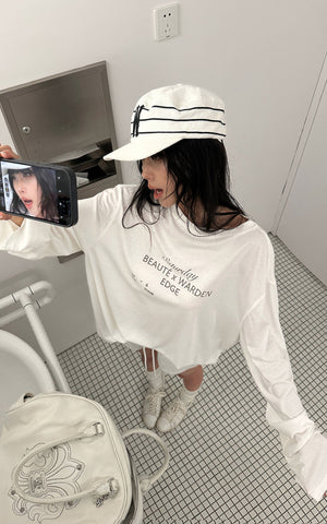 Graphic Print Long Sleeve T-Shirt Minimal Streetwear Style