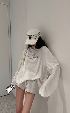 Graphic Print Long Sleeve T-Shirt Minimal Streetwear Style