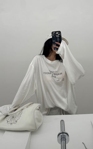 Graphic Print Long Sleeve T-Shirt Minimal Streetwear Style