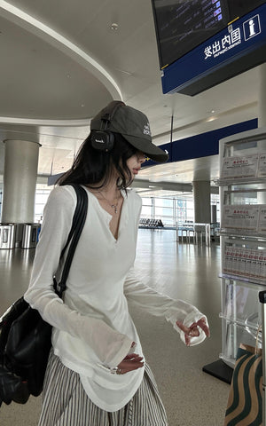 Cutout Layered Long Sleeve Tee