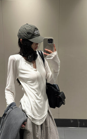 Cutout Layered Long Sleeve Tee