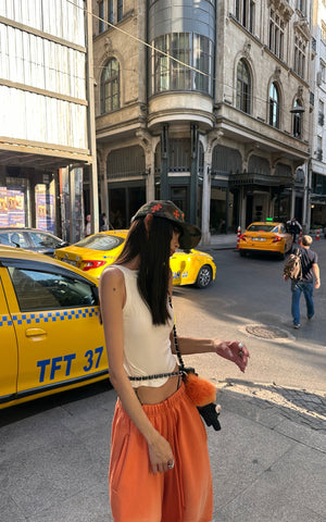 Gradient Wide-Leg Pants with Bold Print