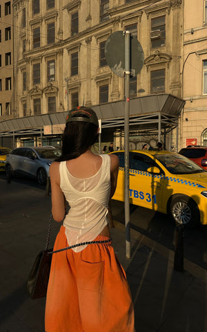 Deconstructed Layered Tank Top with Cutout Back Design