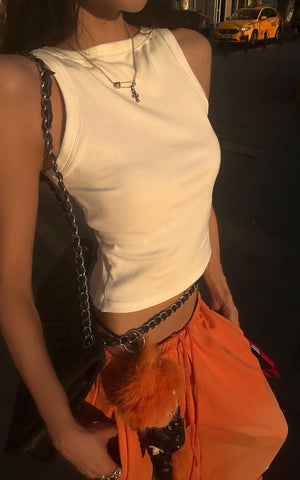 Deconstructed Layered Tank Top with Cutout Back Design