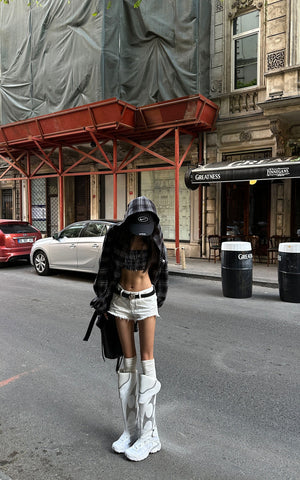 Raw Hem Denim Shorts with Low Rise Cut and Back Flap Pockets