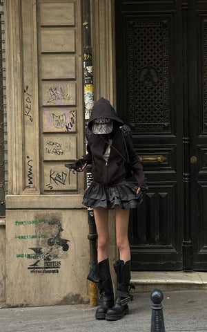 Camo Layered Mini Skirt with Built-in Shorts
