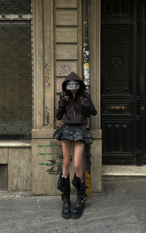Camo Layered Mini Skirt with Built-in Shorts