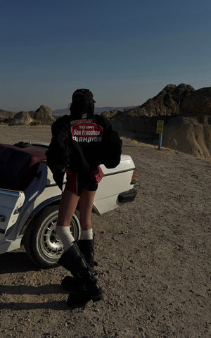 Racing Patch Zip Jacket with Elastic Cuffs and Retro Embroidery