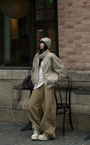 Minimal Zip Jacket with Structured Collar