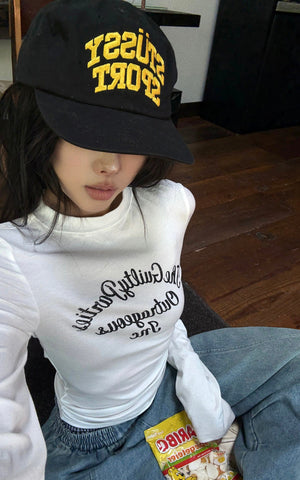 Graphic Long Sleeve Tee with Slim Fit and Streetwear Edge