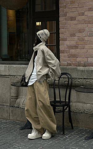 Wide-Leg Pants with Layered Waistband