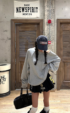 Oversized Grey Sweatshirt with Embroidered W Logo