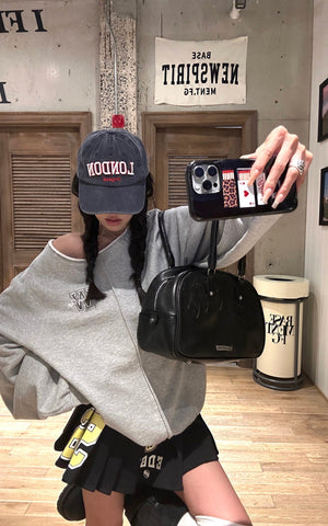 Oversized Grey Sweatshirt with Embroidered W Logo