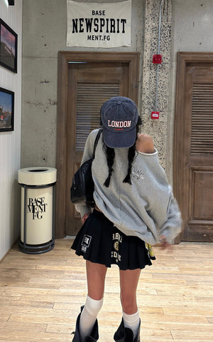 Oversized Grey Sweatshirt with Embroidered W Logo