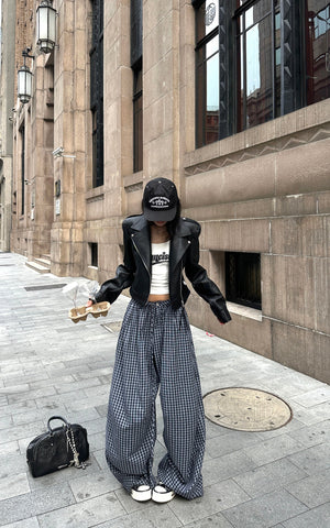 Cropped Leather Jacket with Zipper Detail