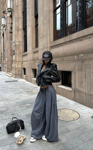 Cropped Leather Jacket with Zipper Detail