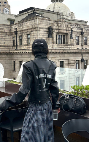 Cropped Leather Jacket with Zipper Detail