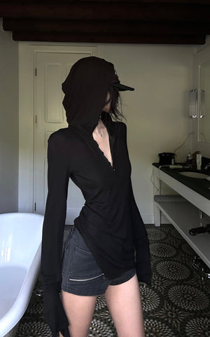Slim Fit Hooded Long Sleeve Tee