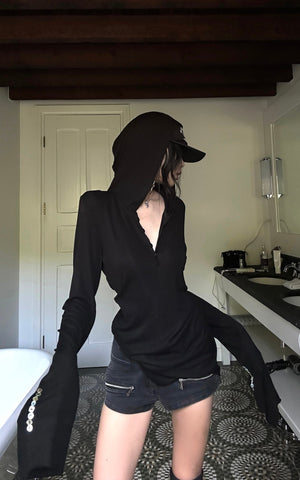 Slim Fit Hooded Long Sleeve Tee