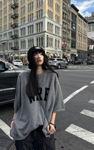 Oversized Knit Sweater with Drop Shoulders