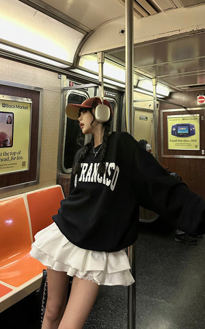 Lace Trim Layered Mini Skirt