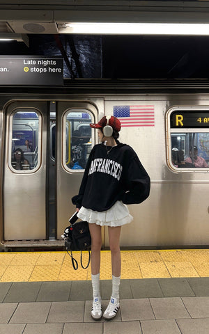 Lace Trim Layered Mini Skirt