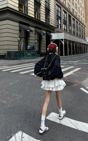 Lace Trim Layered Mini Skirt