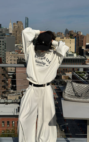 Oversized Polo Sweatshirt with Bold Graphic Print and Streetwear Edge