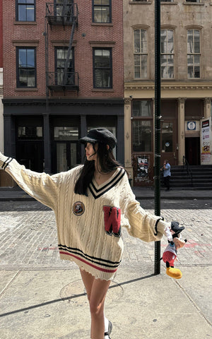 Oversized Varsity Knit Sweater
