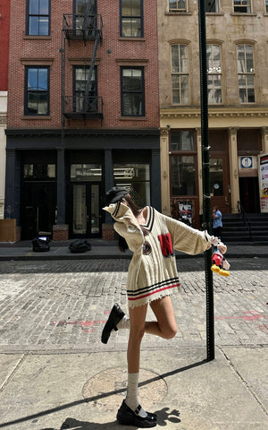 Oversized Varsity Knit Sweater