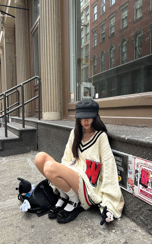 Oversized Varsity Knit Sweater