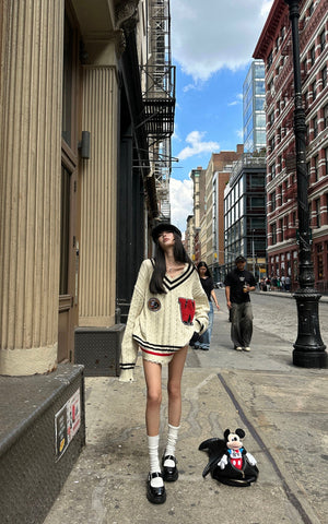 Oversized Varsity Knit Sweater