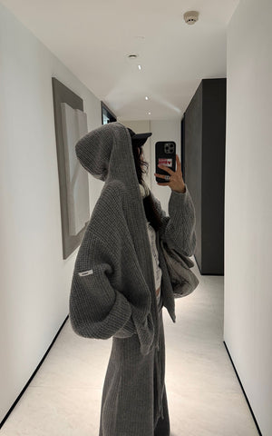 Oversized Knit Hoodie and Wide-Leg Pants Set