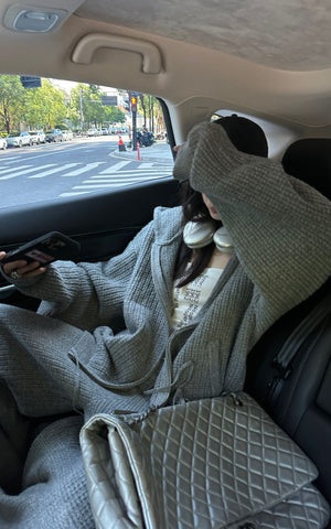 Oversized Knit Hoodie and Wide-Leg Pants Set