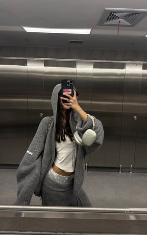 Oversized Knit Hoodie and Wide-Leg Pants Set