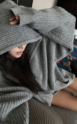 Textured Knit Hoodie and Shorts Set