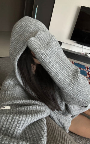 Oversized Knit Hoodie and Wide-Leg Pants Set