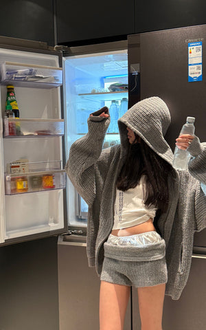 Oversized Knit Hoodie and Wide-Leg Pants Set